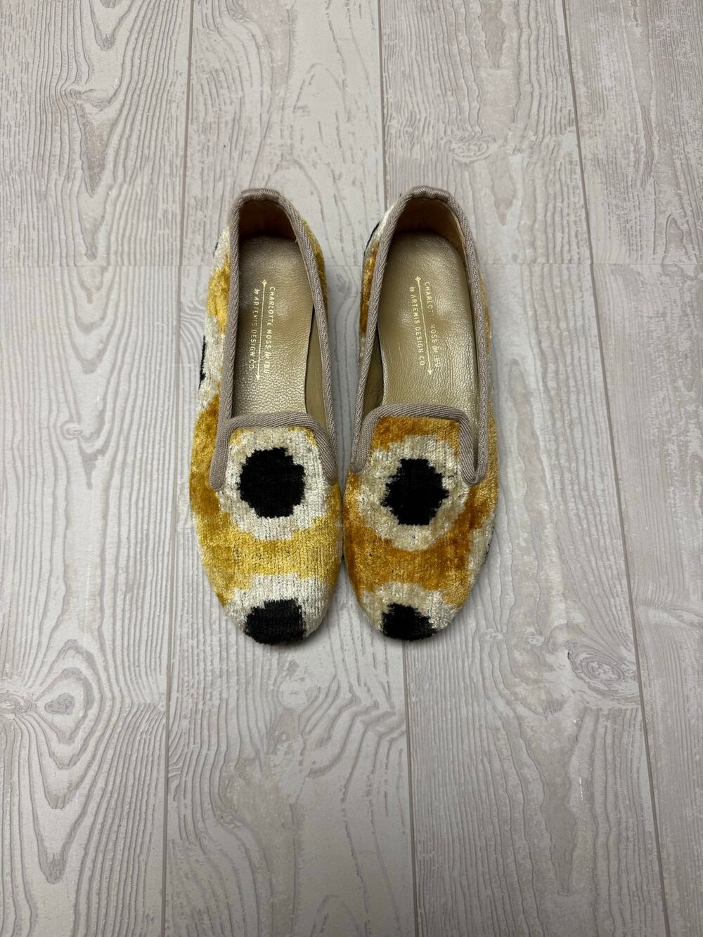 Charlotte Moss for IBU Artemis Design Co Velvet Loafers EU 36 US 5.5 Ikat